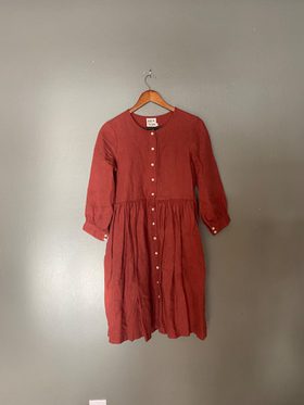 beaton linen gathered dress Beaton linen Gathered dress, sage heavy linen (S)