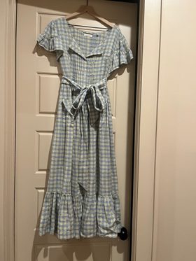 doen marfa midi dress DEN Marfa Belted Midi Dress (M) | Used, Secondhand,