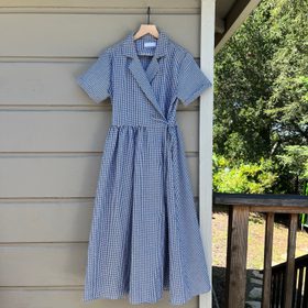OAK + FORT Gingham Wrap Dress (M) | Used, | Noihsaf Bazaar OAK + FORT Gingham Wrap Dress (M) | Used, | Noihsaf Bazaar