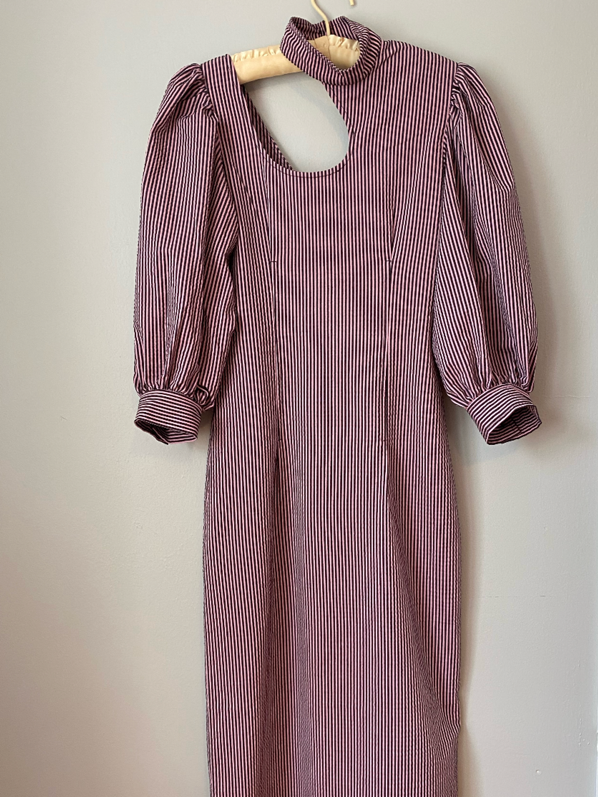 ganni pink striped dress Ganni Mini Dresses