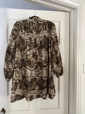 ganni tiger eye mini dress Tiger's Eye Brown Flock Suiting Corset Mini Dress