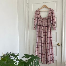 GANNI Shirred Square Neck Plaid Silk Dress (42) | | Noihsaf Bazaar GANNI Shirred Square Neck Plaid Silk Dress (42) | | Noihsaf Bazaar
