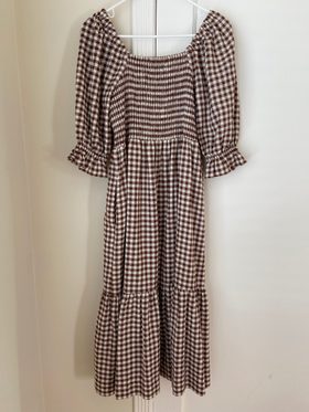 lucie puff sleeve midi dress Madewell Lucie Puff Sleeve Midi Dress
