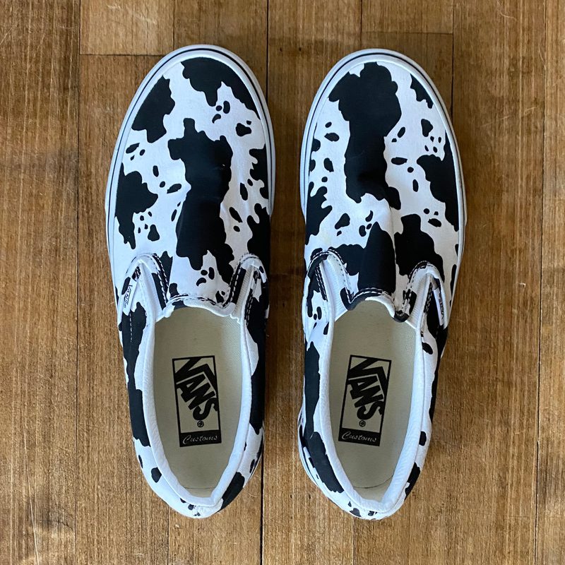 VANS Customs Cow Print Slip On 8.5 Used Noihsaf Bazaar