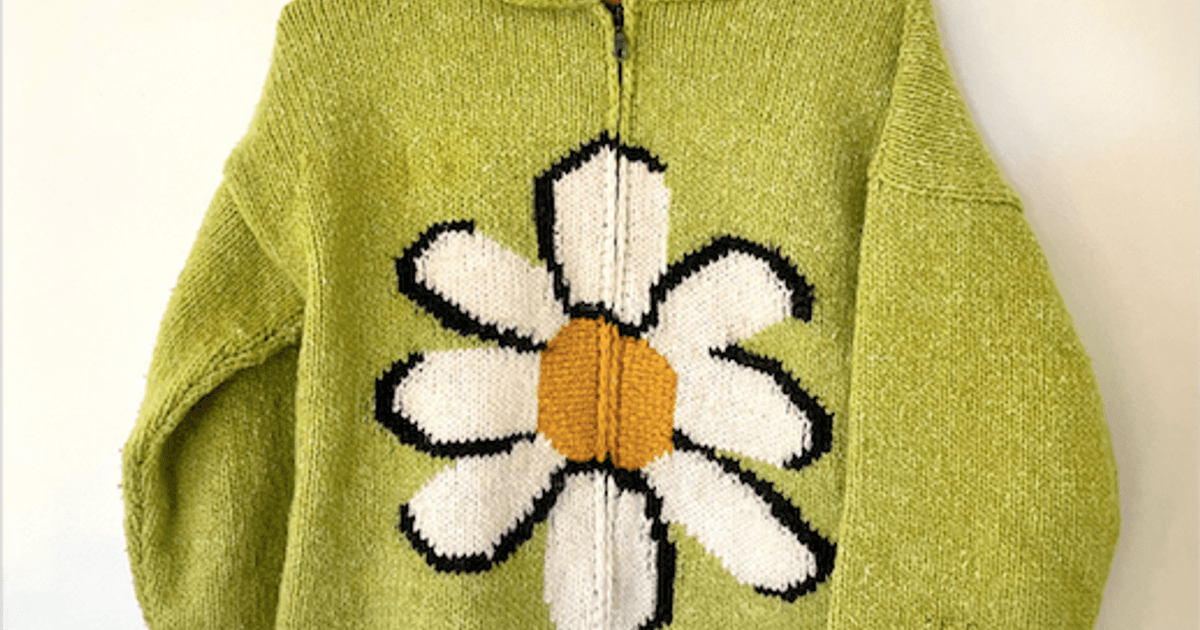 Vintage Made in Ecuador Hand Knit Daisy Zip Up… | Noihsaf Bazaar Vintage Made in Ecuador Hand Knit Daisy Zip Up… | Noihsaf Bazaar