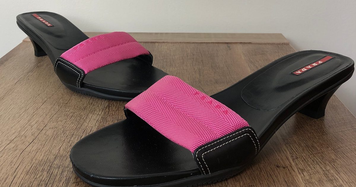 Prada Kitten Heel Slide Sandals (9) Used,… Noihsaf Bazaar