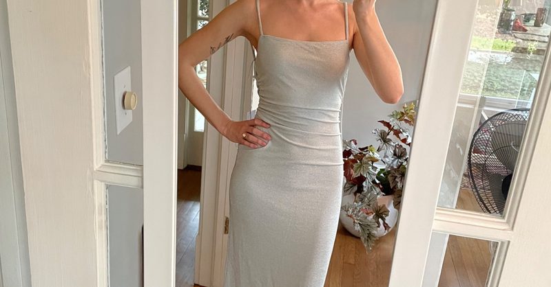 reformation breslin knit dress Breslin Knit Dress Reformation Burnt Orage Sparkle