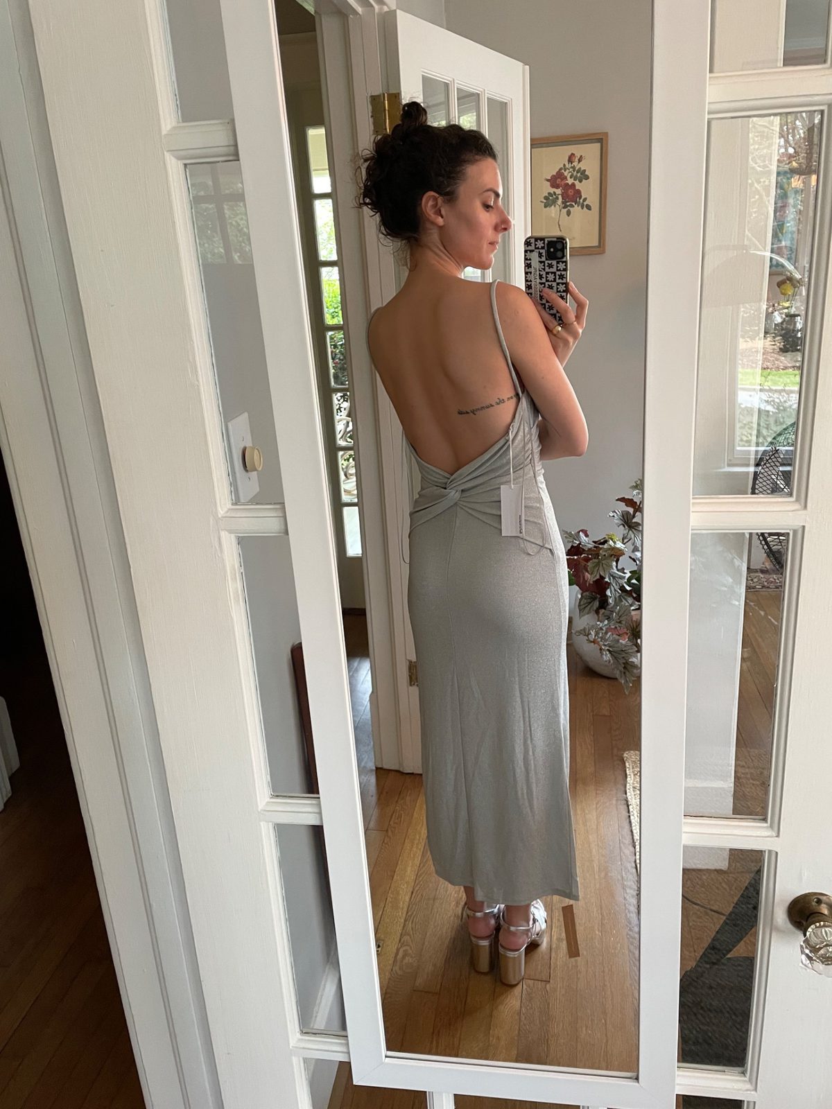 Reformation Breslin Dress in silver sparkle (S) | | Noihsaf Bazaar Reformation Breslin Dress in silver sparkle (S) | | Noihsaf Bazaar