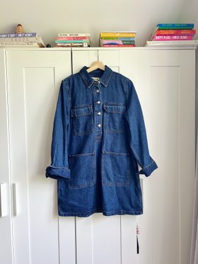 madewell denim popover dress Women's Denim Popover Mini Dress in Rinse Wash - Size XXS