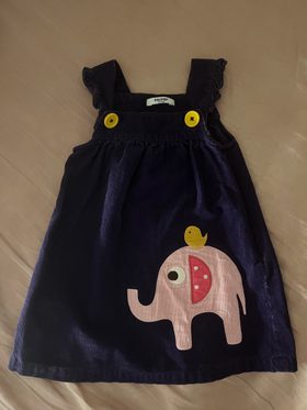 mini boden elephant dress Ariel Twirly Jersey Dress - Multi Elephant Woodblock