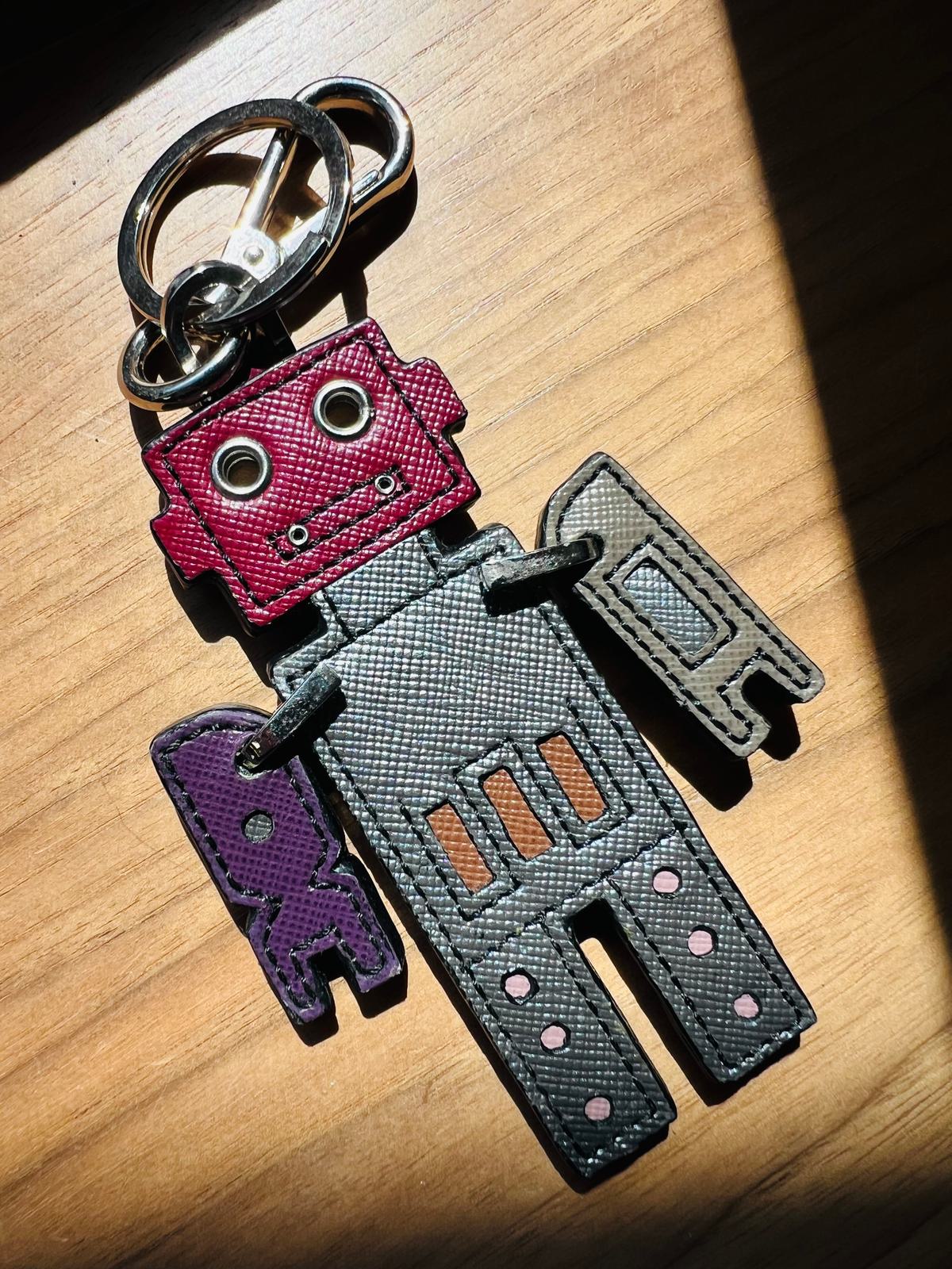 ★BLACK PURPLE☆Robo Link Chain Keyring Prada Robot Saffiano Leather Key Chain | Used,… | Noihsaf Bazaar