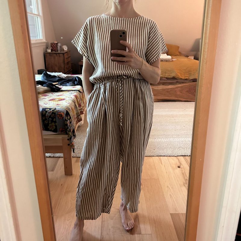 Black Crane Striped Linen Jumper S Used Noihsaf Bazaar