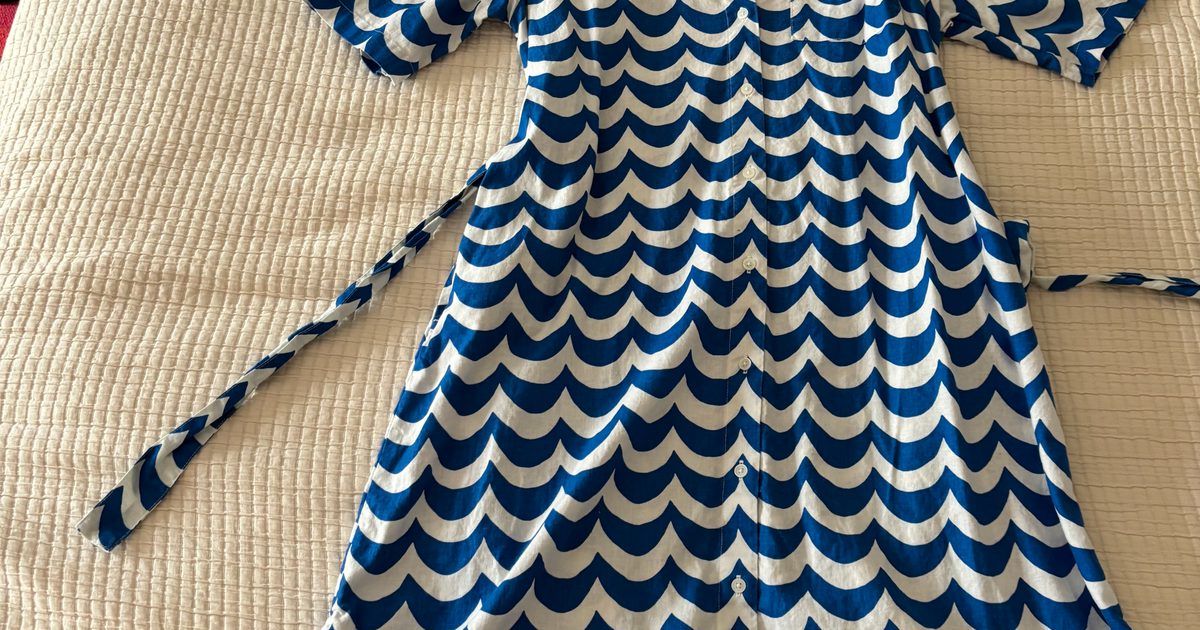 marimekko uniqlo shirt dress Uniqlo x Marimekko Women's Orange Linen Cotton 3/4 Sleeve Shirt and Skirt Size S