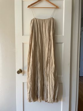 toteme crinkled silk maxi dress Toteme Twist Strap Crinkled Silk Maxi Dress