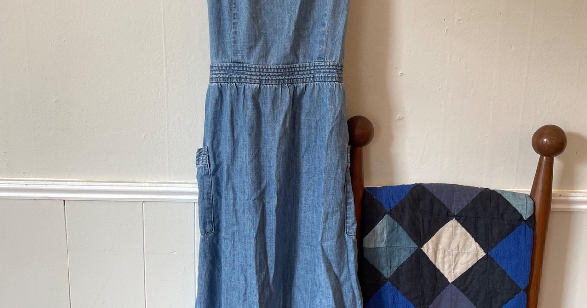 madewell denim apron midi dress Denim Apron Midi Dress