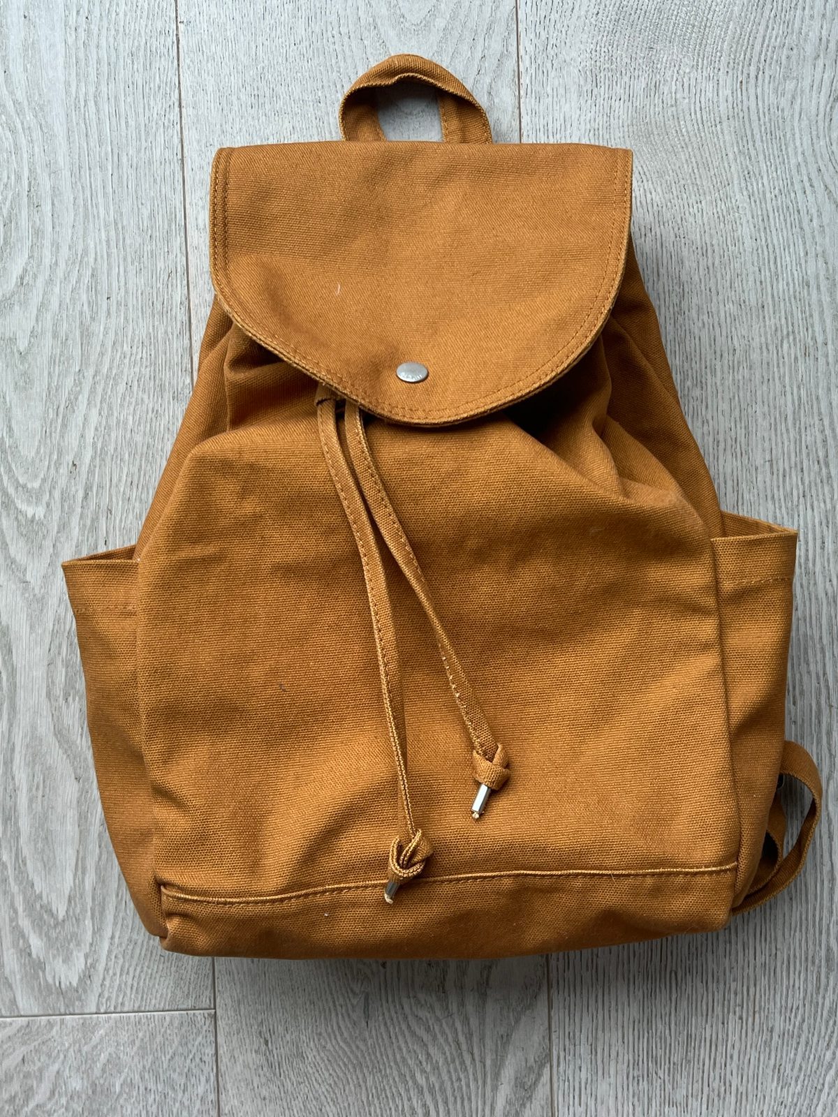 baggu canvas mini backpack Natural Grid Ripstop nylon lining BAGGU Canvas Backpack