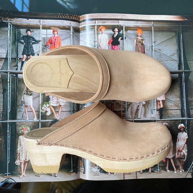 No. 6 Old School Clog on Mid Heel in Bone 38 Noihsaf Bazaar