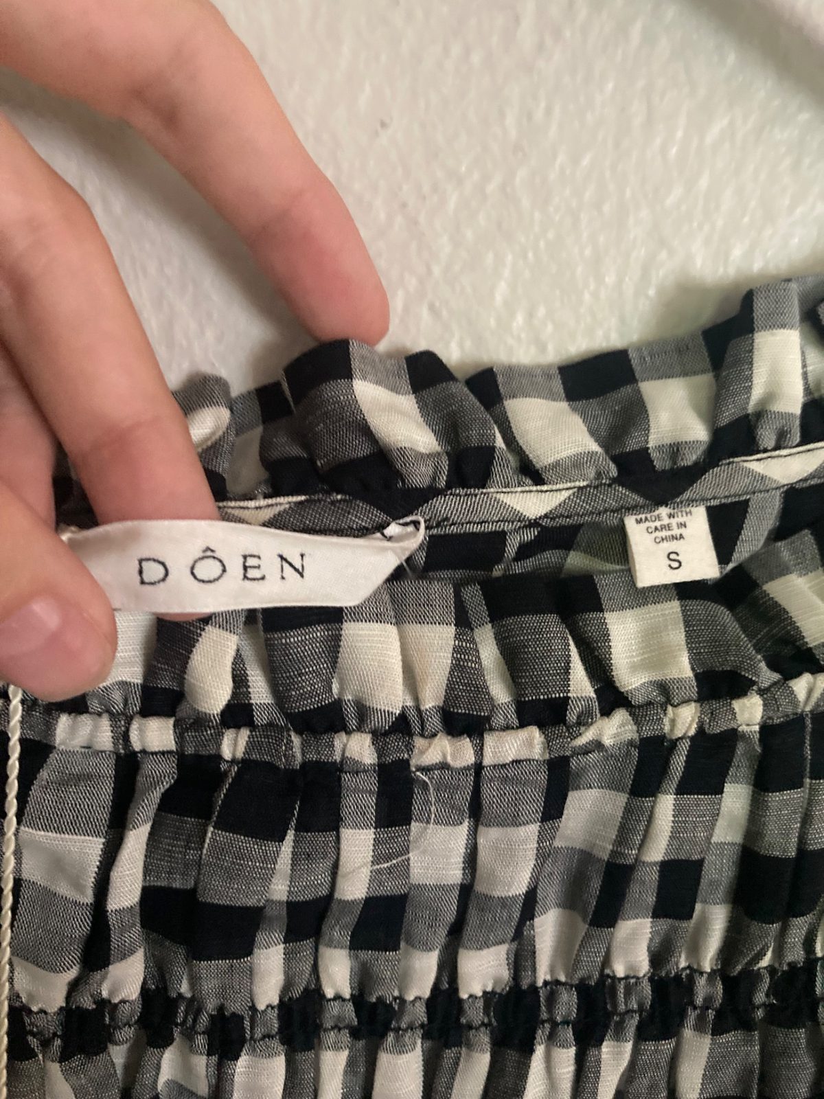 den rizzo shirred gingham voile mini dress Doen Rizzo Gingham-Check Mini Dress in Black
