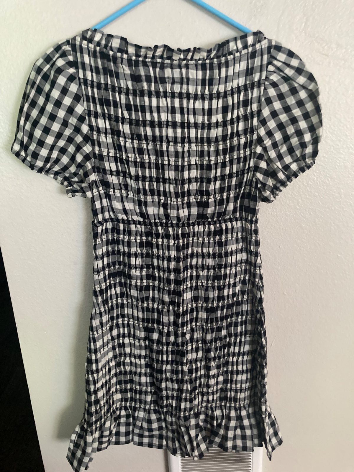 den rizzo shirred gingham voile mini dress Linen mini dress
