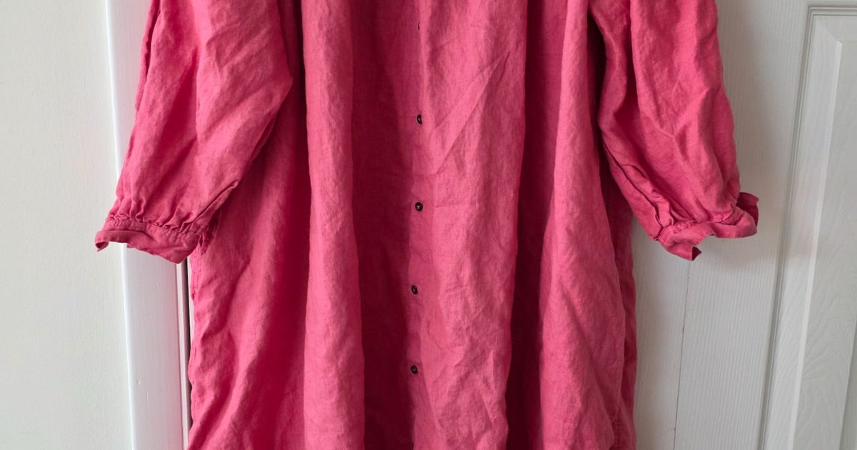 Ichi Antiquités Color Linen Dress Pink (One Size)… Noihsaf Bazaar