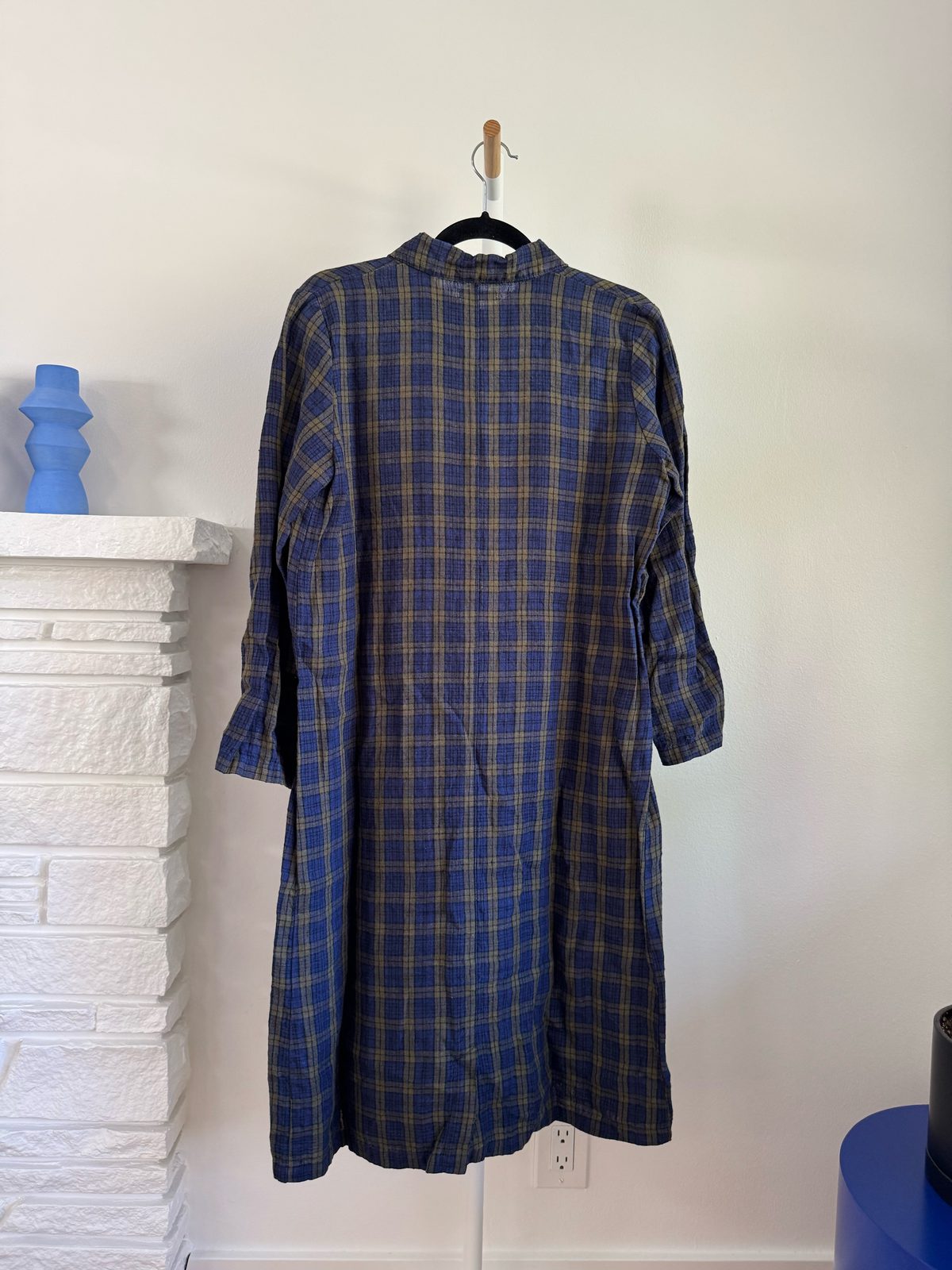 FOG Linen WORKS Linen dress with pockets, olive plaid (One Size) | Used, Secondhand, Resell FOG Linen WORKS Linen dress with pockets, olive plaid (One Size) | Used, Secondhand, Resell