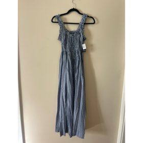 doen emmaretta dress blue gingham DEn Emmaretta Gingham Check Midi Dress - Blue