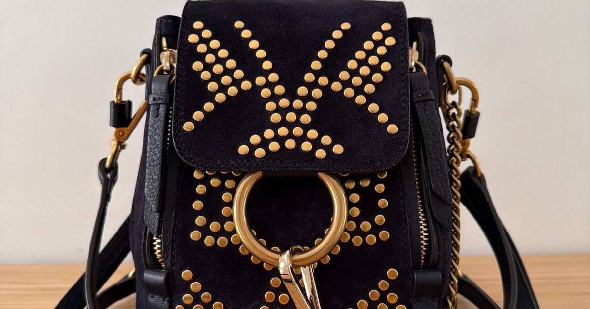 chloe faye stud mini backpack Studded Leather and Suede Black 20255464 The height of contemporary chic Chlo FAYE MINI BACKPACK -